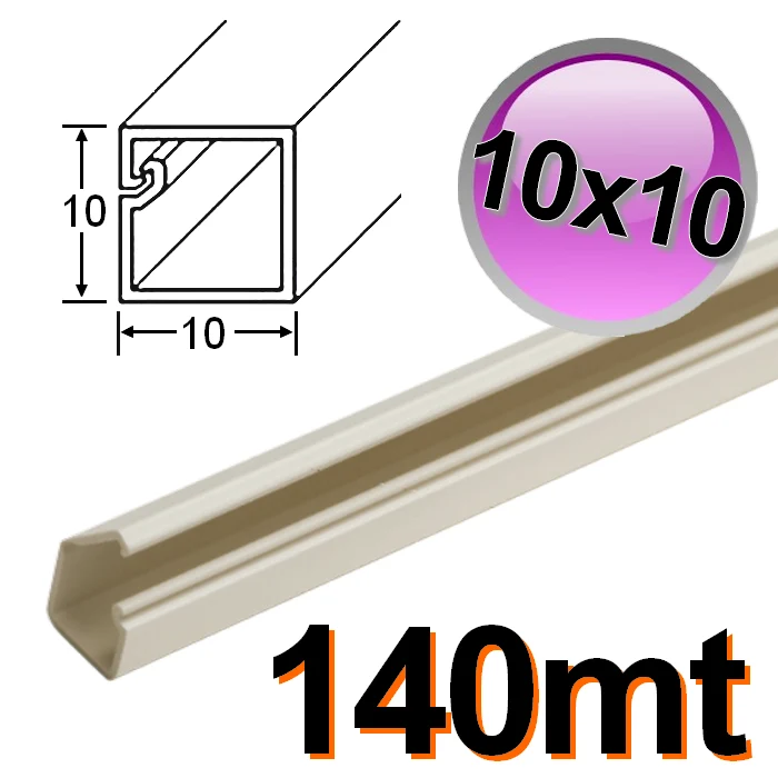 Mini-conduit 10 x 10 mm pour câbles électriques rigides en PVC auto-extinguibles - boîte de 140 m