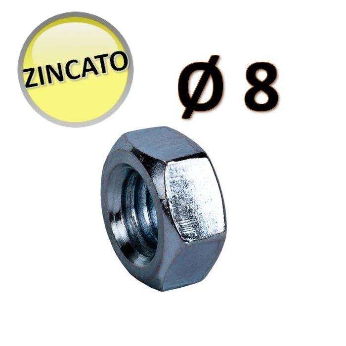 SACHET DE 10 - Écrous hexagonaux M8 zingués - OTER