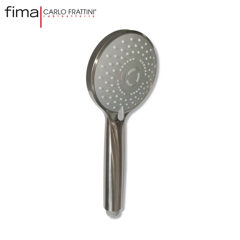 Pommeau de douche 3 fonctions Ø 96,5 mm, finition nickel brossé anticalcaire