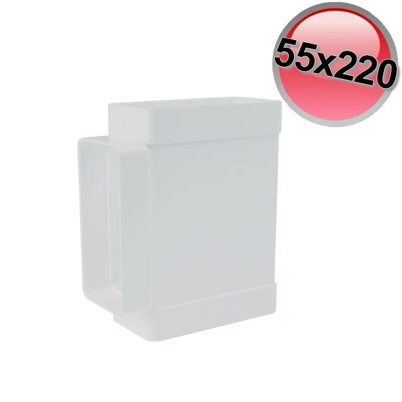 Raccord en T pour conduit rectangulaire 55 x 220 mm en plastique pour hotte de cuisine VMC