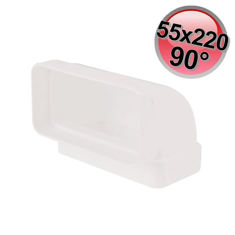 Coude vertical en plastique à 90° pour conduit d'air rectangulaire 55 x 220 mm pour VMC