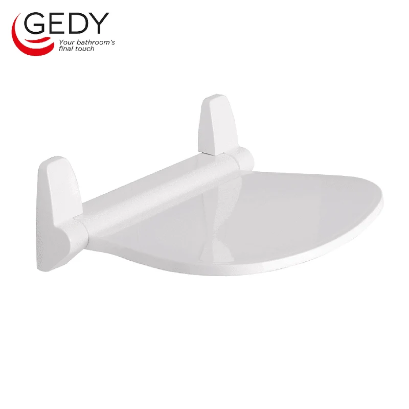 GEDY Sound - Siège de douche pliable, blanc et chromé, capacité de 120 kg