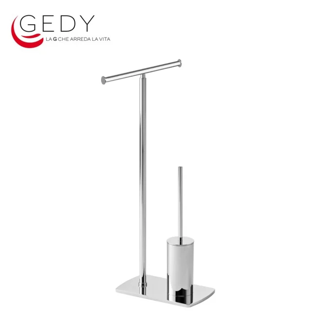 GEDY Florida - Support de sol pour salle de bain, porte-rouleau double et brosse WC