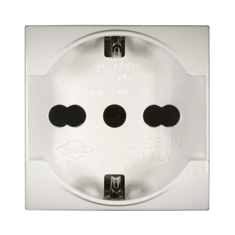 Prise Schuko blanche Unel Bipasso compatible avec Living International / Light - Feb Electric
