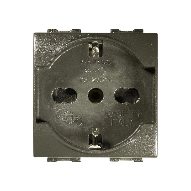 Prise Schuko Unel Bipasso, noir anthracite, compatible avec Living International / Light - Feb Electric