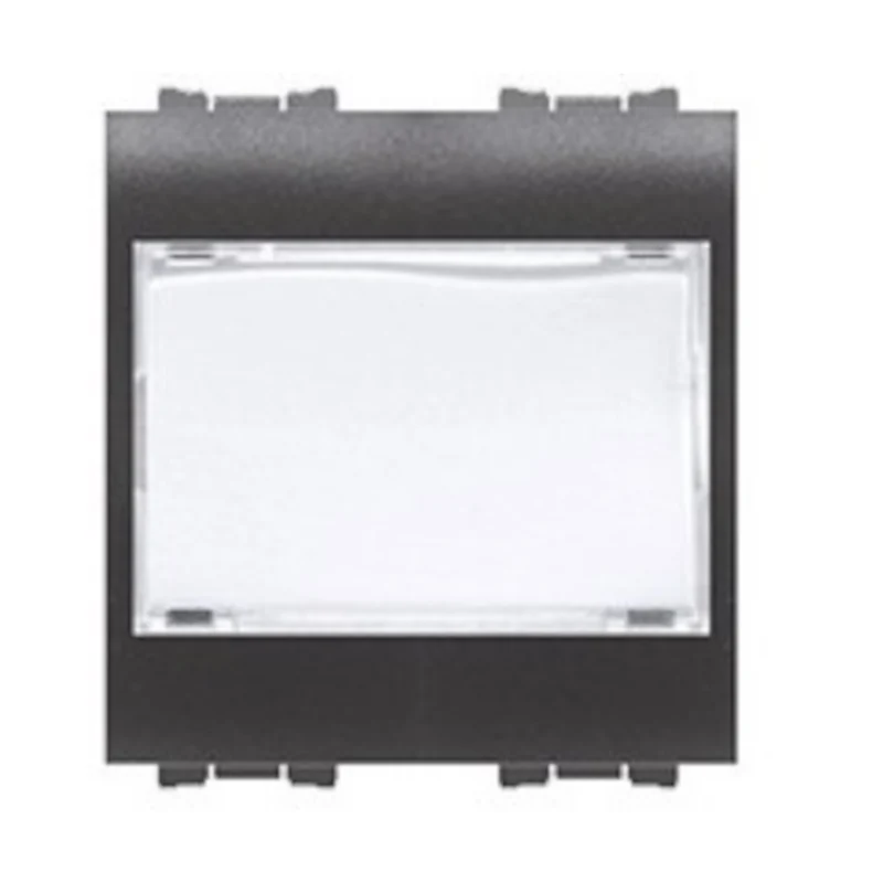 Bouton-poussoir anthracite noir avec plaque signalétique 1P 16A 230V AC ? D=32,5 mm - Feb Elettrica