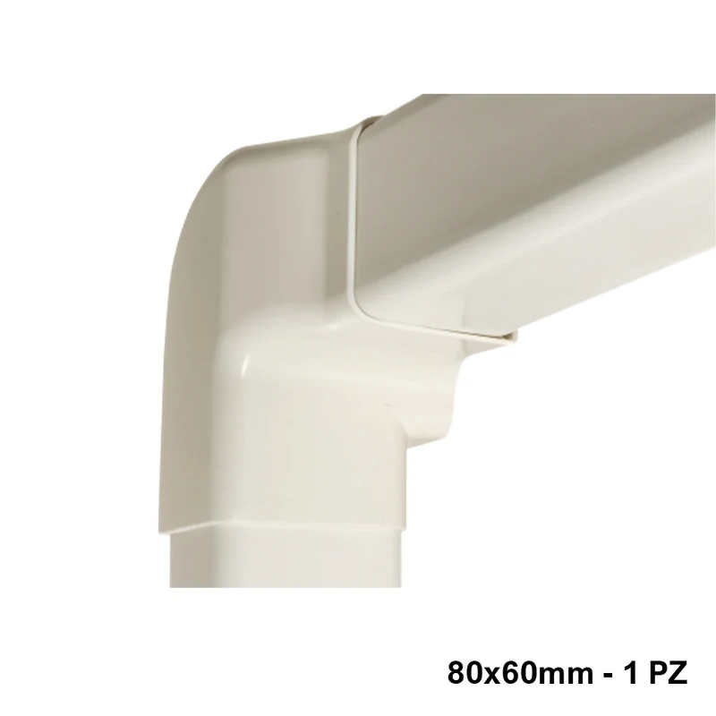 Raccord d'angle vertical gauche pour conduit 80x60 mm - 1 pièce