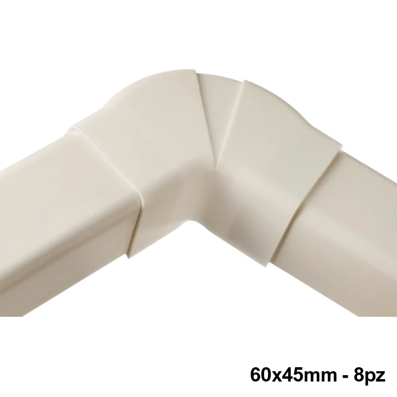 Coude plat réglable pour conduit 60 x 45 mm - Lot de 8