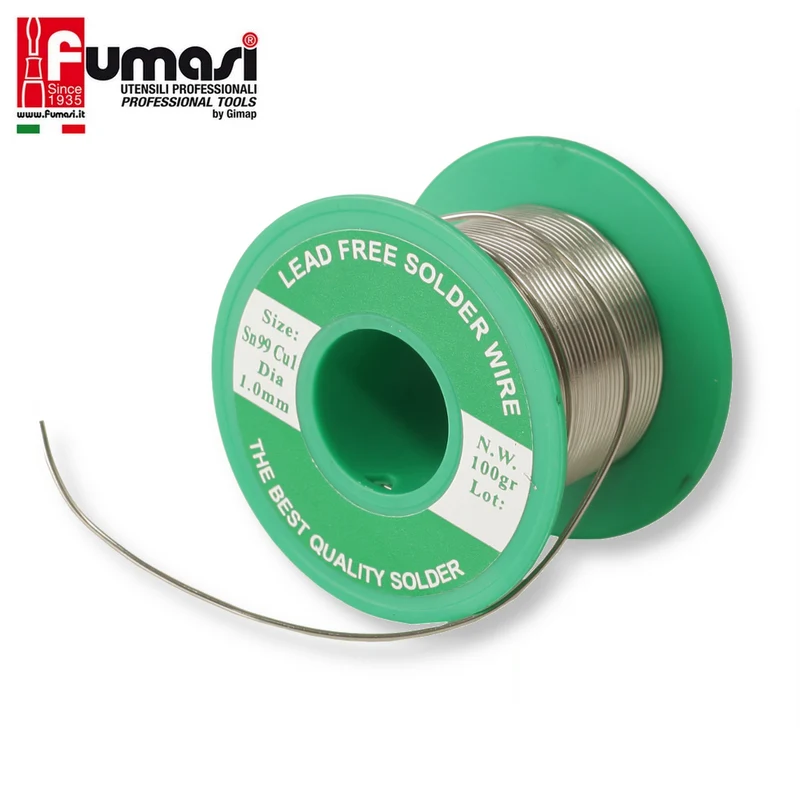 Bobine en étain pour fil rapide gr 100 - Ø 1 mm SN/99-CU1 sans plomb - FUMASI