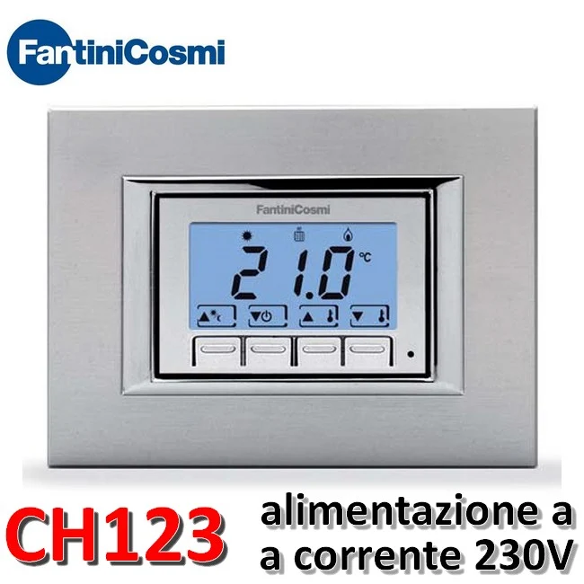 CH123 - Thermostat d'ambiance numérique universel 230 V encastrable - Fantini Cosmi