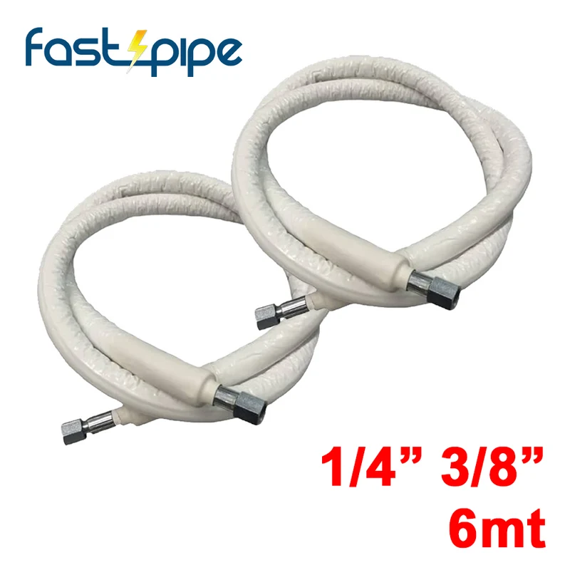 Tuyaux FAST PIPE, paire 1/4 et 3/8, longueur 6 m, pré-évasés, raccordés