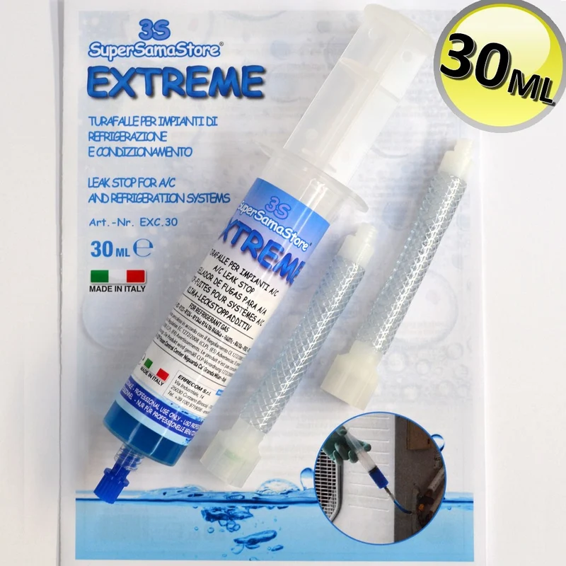 Bouchon anti-fuite auto-obturant extrême - Cartouche seringue 30 ml + adaptateurs pour tubes en plastique