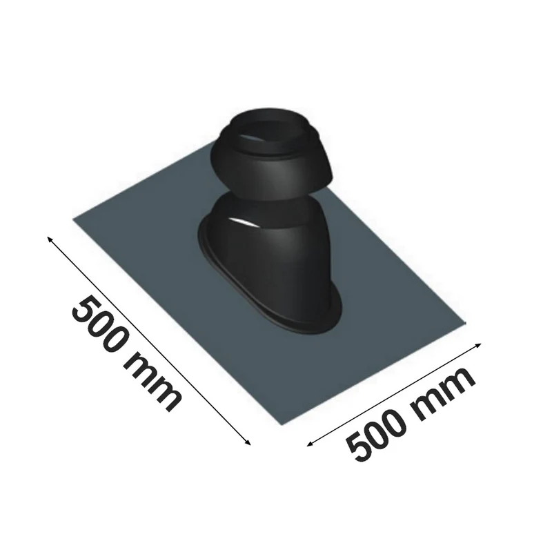 Carreau de plomb modelable pour cheminée, base 500 x 500 mm, diamètre Ø 60-100 / 80-125 mm, couleur noire