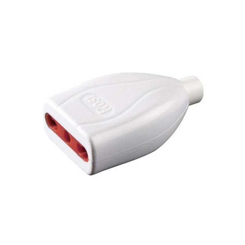 Prise mobile domestique droite Emilia 250 V 2P+T 16 A, couleur blanche