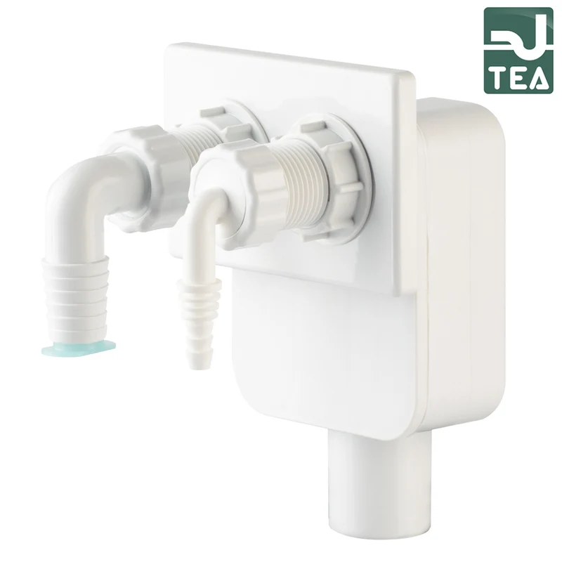 Siphon double intégré Dexa 2 en PP pour lave-linge et sèche-linge ou évacuation des condensats