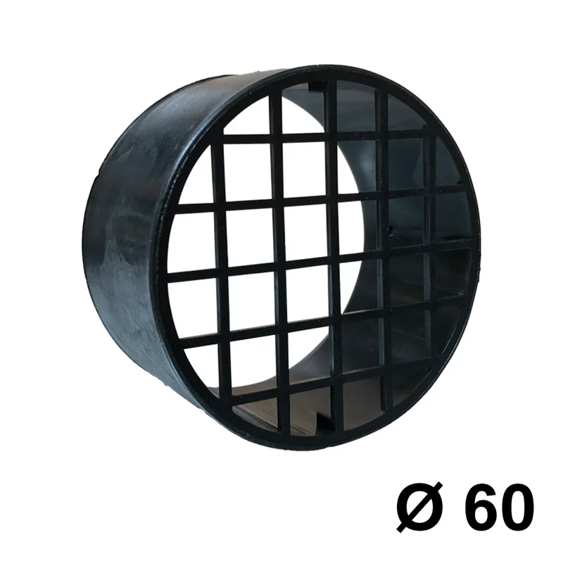 Grille d'aspiration anti-intrusion Ø 60 mm en plastique noir - gaz de combustion de chaudière