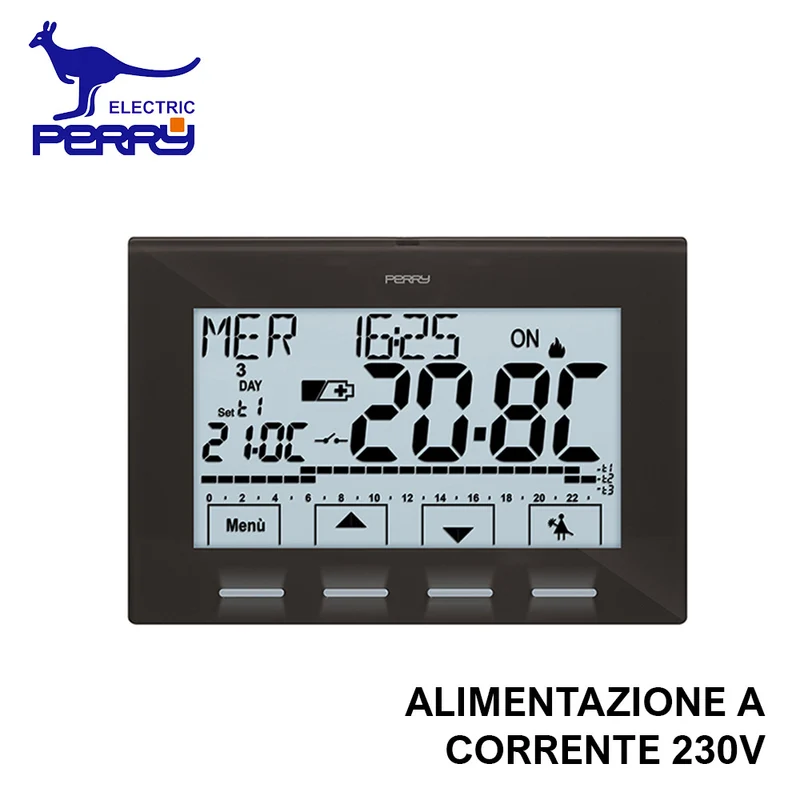 Perry 1CRCR029A - Chronothermostat numérique mural série NEXT 230 V, couleur anthracite