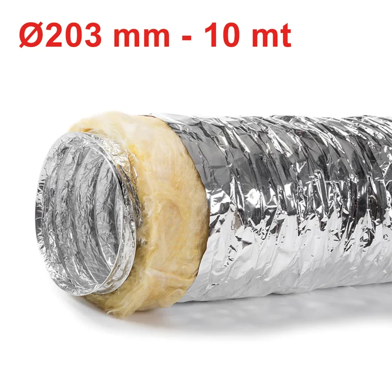 Gaine flexible en aluminium et polyester avec isolation acoustique, classe 1 - Ø 203 mm, rouleau de 10 m
