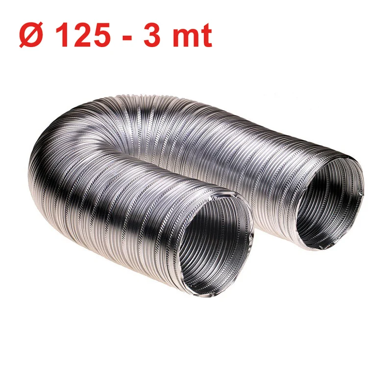 Tube spiralé extensible en aluminium, longueur max. 3 m - pour hotte de cuisine