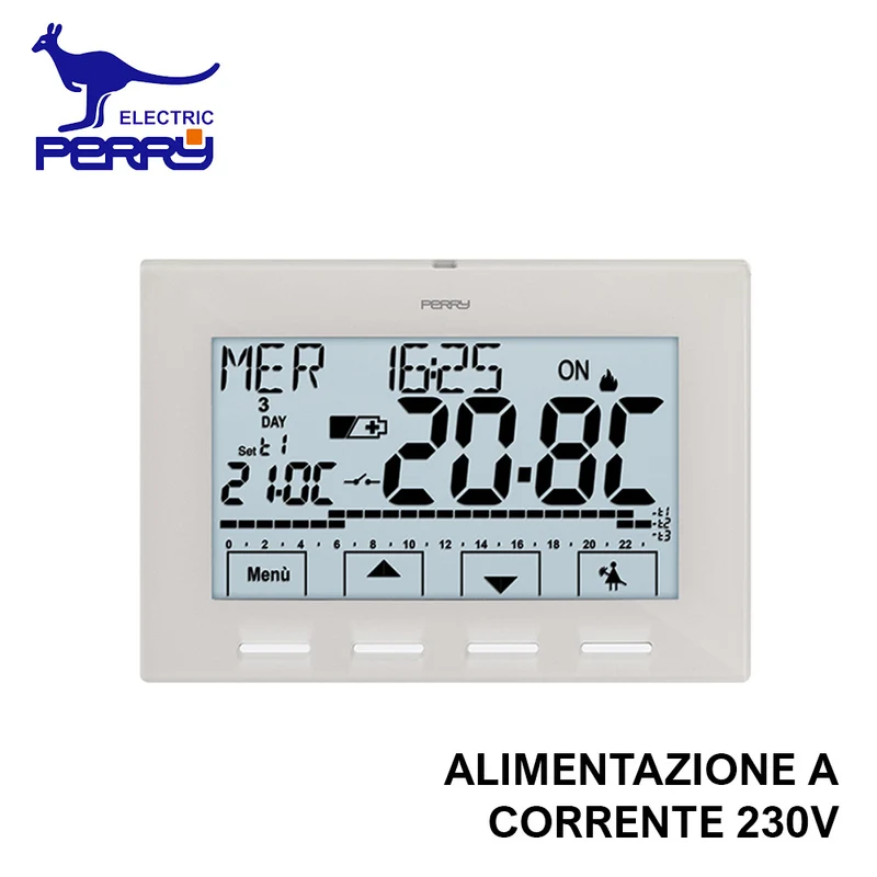 Perry 1CRCR029B - Chronothermostat numérique mural série NEXT 230 V, couleur blanche