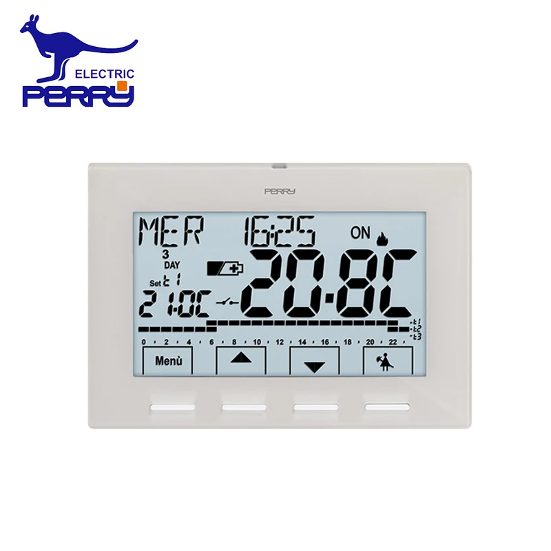 Thermostat numérique mural à piles Perry 1CRCR028B - Série NEXT, couleur blanche