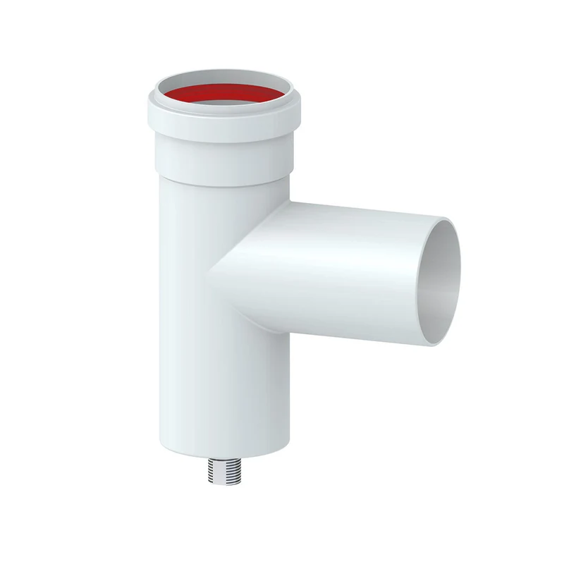 Raccord en T avec purgeur de condensats en aluminium extrudé blanc Ø 80 mm