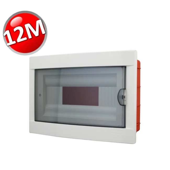 Tableau électrique encastré Sartel 12 modules, blanc, porte fumée, indice de protection IP40