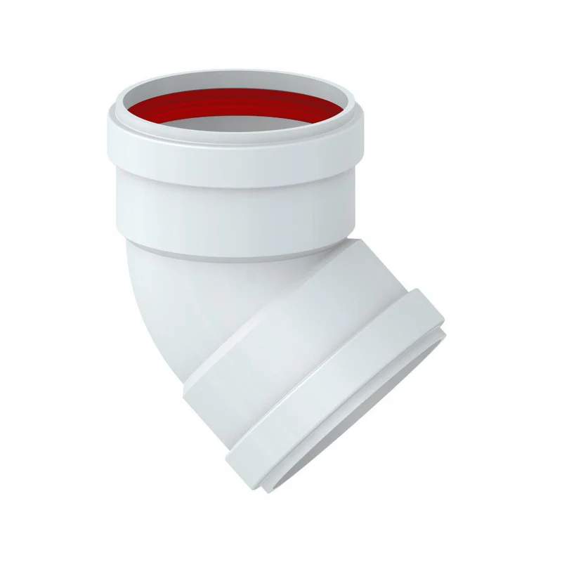 Coude à 45° F-F en aluminium extrudé blanc Ø 80 mm pour gaz de combustion de chaudière