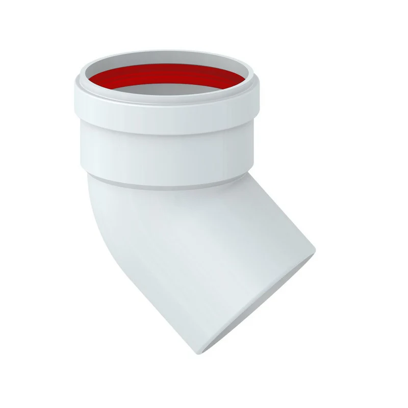 Coude à 45° M-F en aluminium extrudé blanc Ø 80 mm pour gaz de combustion de chaudière