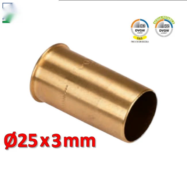 Bague de renfort en laiton - manchon Ø 25 x 3 mm pour tuyau en polyéthylène