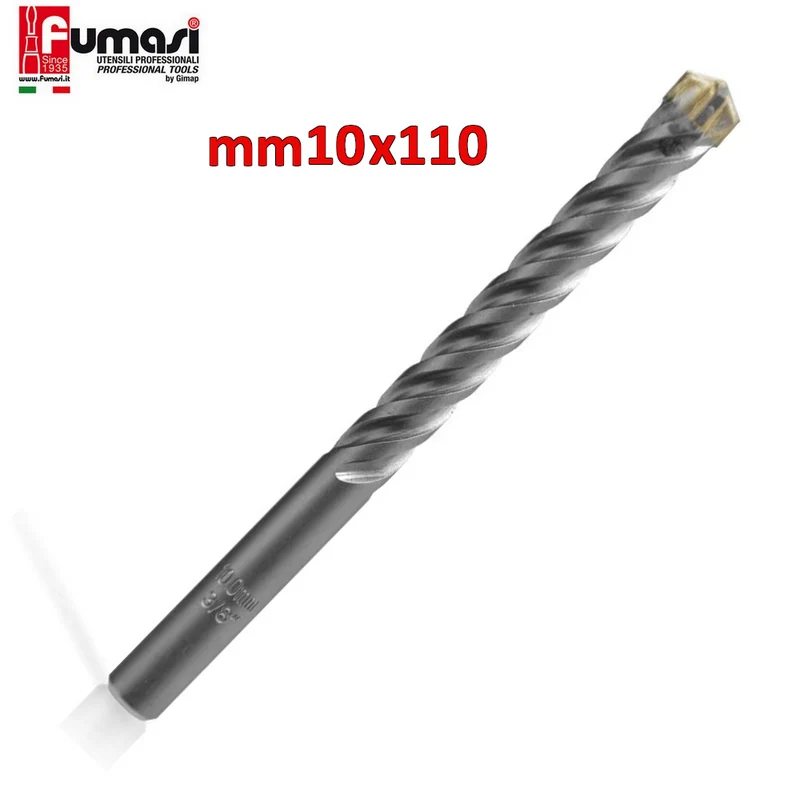Foret SDS-PLUS pour perceuse et perforateur, 10 x 110 mm, pour béton et maçonnerie, avec 4 dents de coupe et 4 spirales