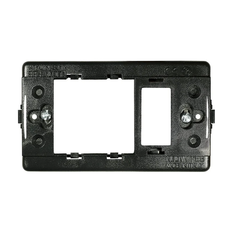 Support en polycarbonate noir Unel+ 1 place compatible avec Bticino Magic - Feb Elettrica