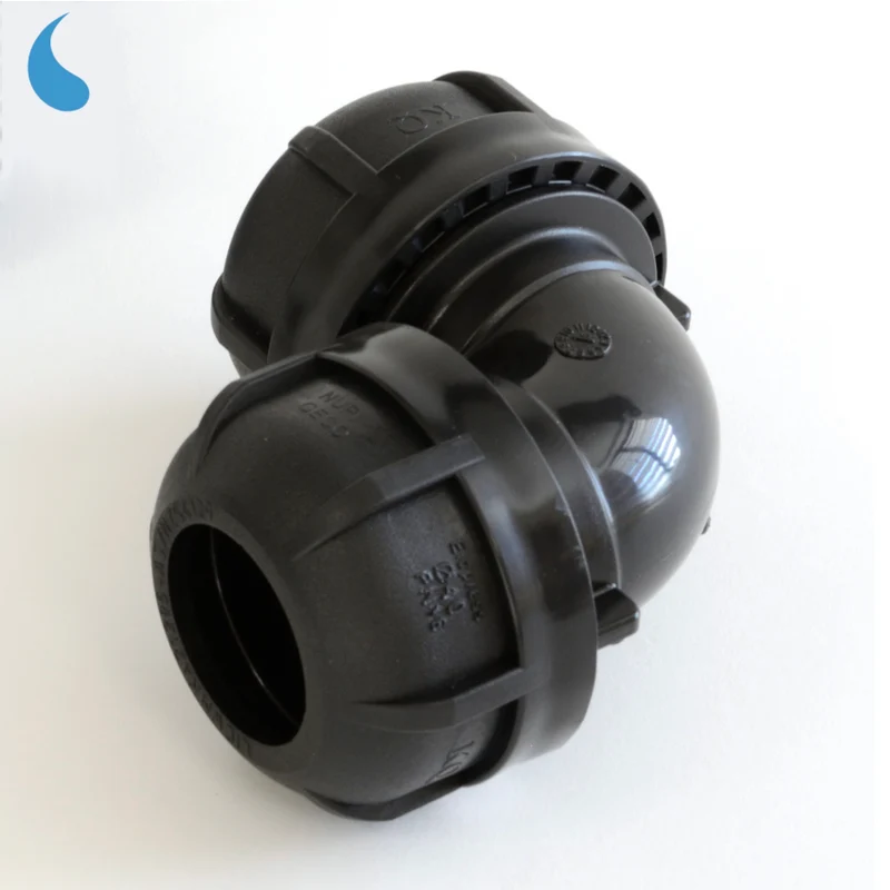 Raccord coudé à 90° Ø 63 mm à compression - à serrer en polypropylène