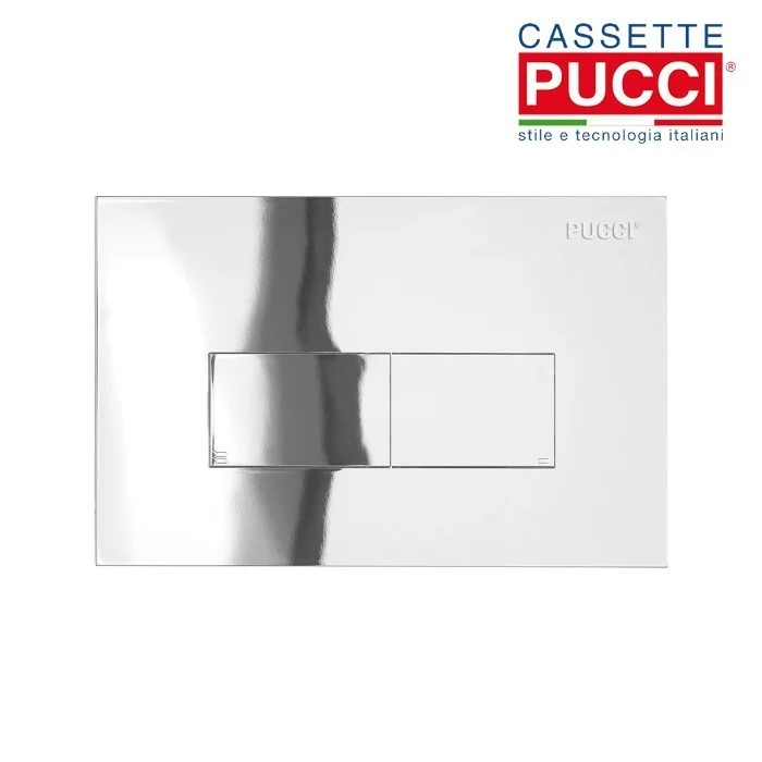 Pucci - Plaque chromée double bouton ECO avec cadre et porte - 80179562