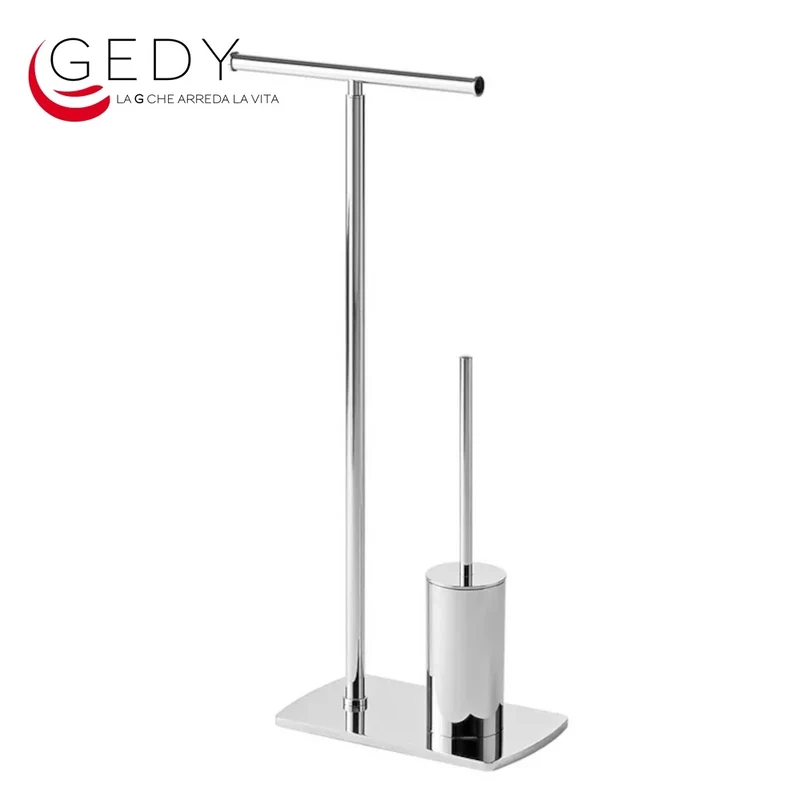 Porte-rouleau de papier toilette et support de brosse de toilette en laiton chromé GEDY FLORIDA