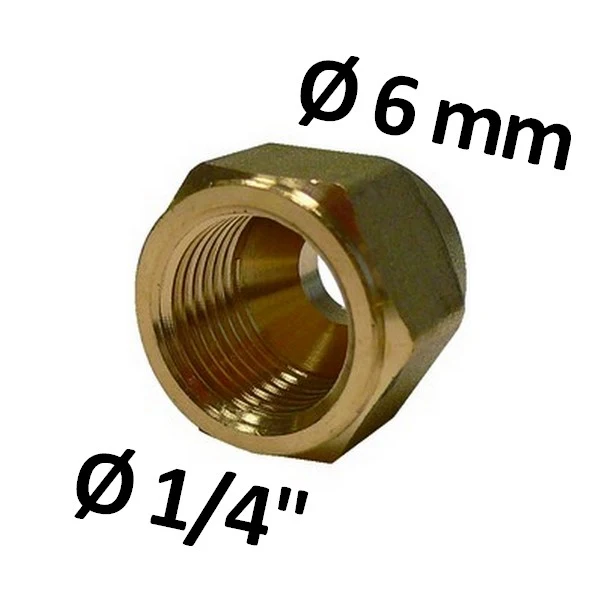 Embout à raccord réduit, trou de 6 mm, filetage femelle 1/4''