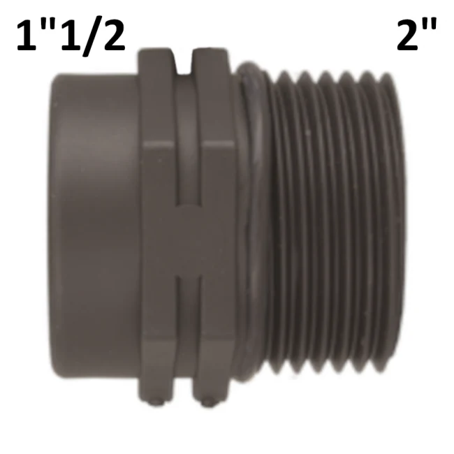 Manchon à joint réduit 2'' M x 1''1/2 F en polypropylène PP avec joint torique