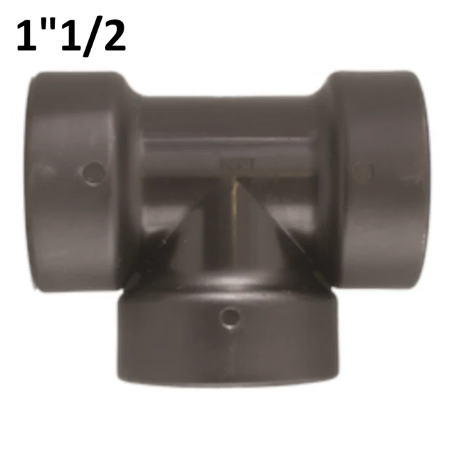 TEE T 1''1/2 FFF en polypropylène PP avec joint torique.