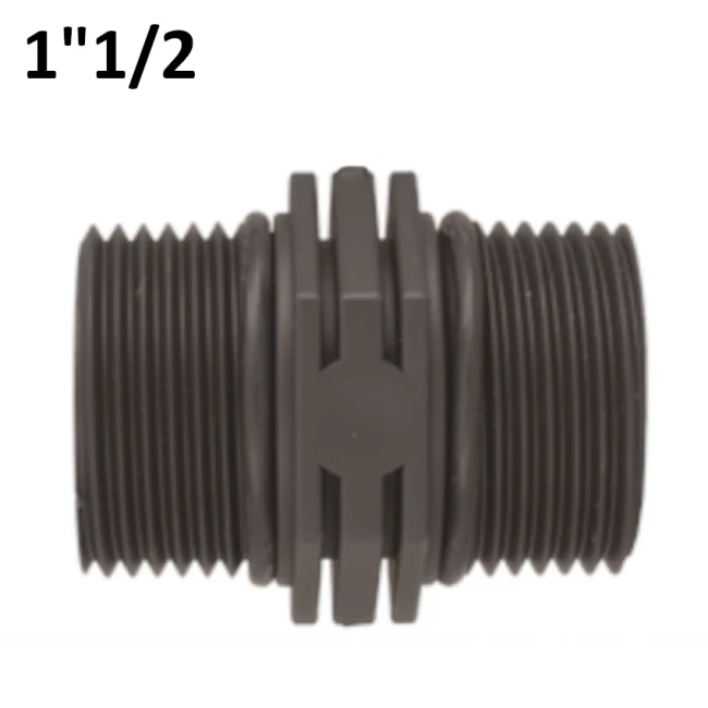 Mamelon 1''1/2 M-M en polypropylène PP avec joint torique d'étanchéité.