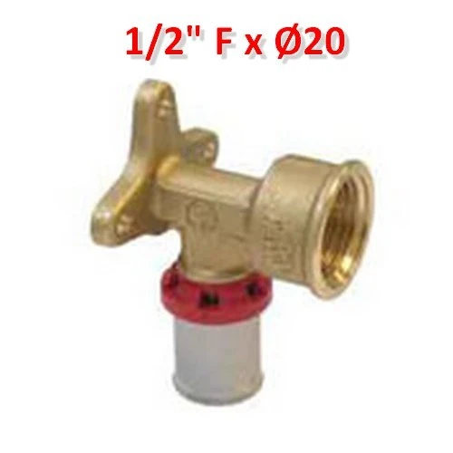 Presse multicouche - Coude 90° avec support femelle 1/2'' x Ø 20 mm