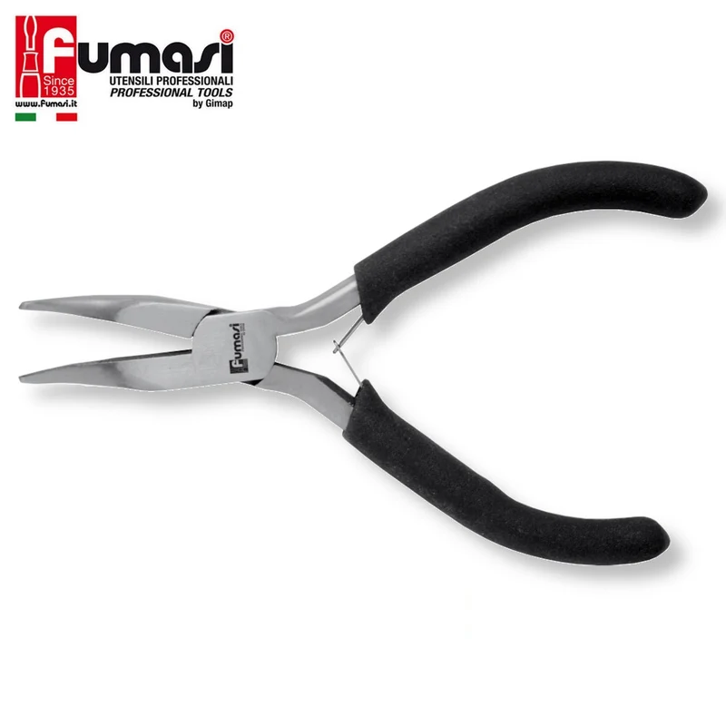 Pince de précision à bec long et embout moleté incurvé - FUMASI