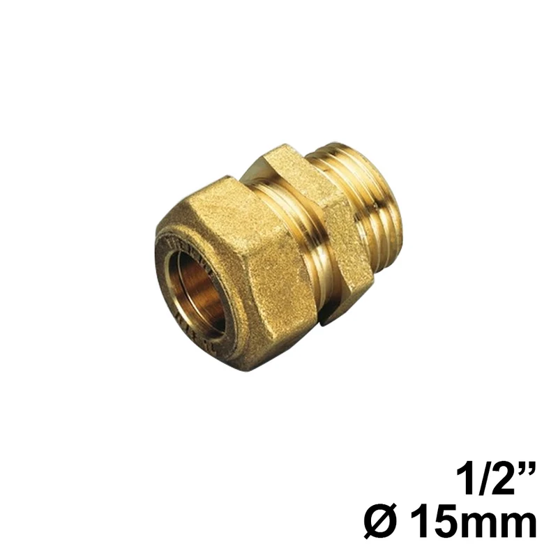 Raccord à compression biconique pour tuyau en cuivre - mâle 1/2'' x Ø 15 mm - 904415