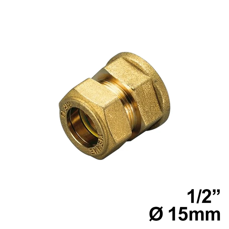 Raccord à compression biconique pour tuyau en cuivre - femelle 1/2'' x Ø 15 mm - 900415