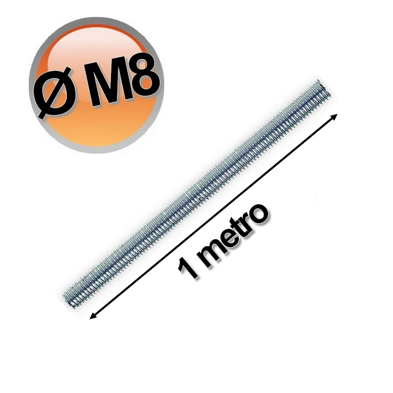Tige filetée zinguée, 1 mètre de long, M8 Ø 8 mm