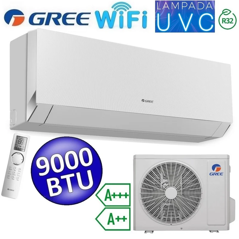 Climatiseur monosplit Gree CLIVIA blanc WiFi R32 9000 BTU A+++/A++ avec lampe de stérilisation UVC