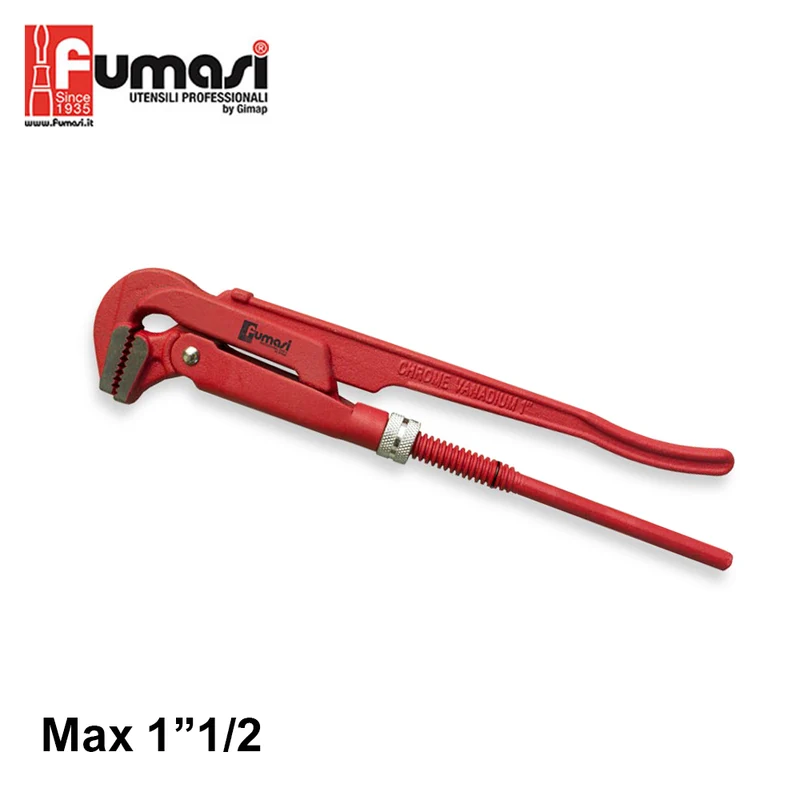 Clé à pipe suédoise à 90°, longueur 410 mm, en acier au chrome-vanadium - ouverture maximale 1''1/2