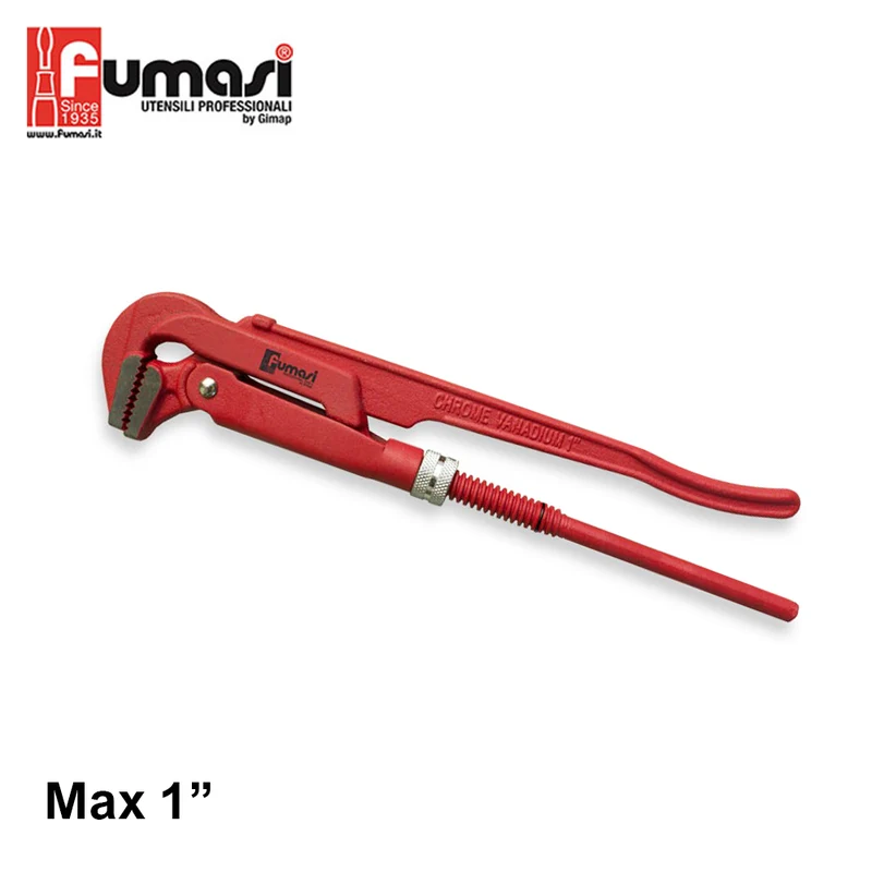 Clé à pipe suédoise à 90°, longueur 320 mm, en acier au chrome-vanadium - ouverture maximale 1''