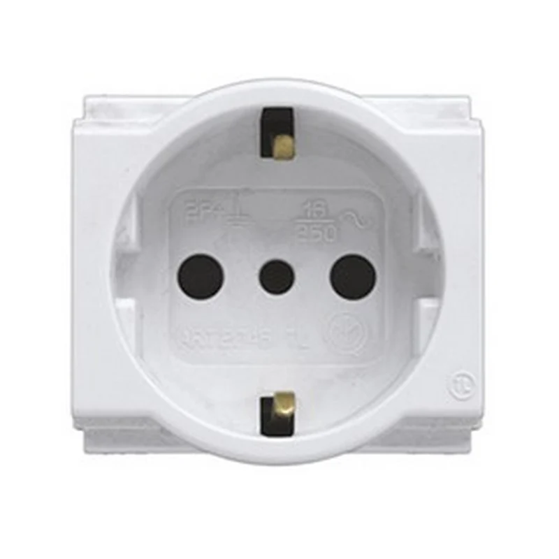 Prise de sécurité Unel 2P+T.Std It/D 10/16A blanche compatible avec Bticino Living Classic - Feb Elettrica
