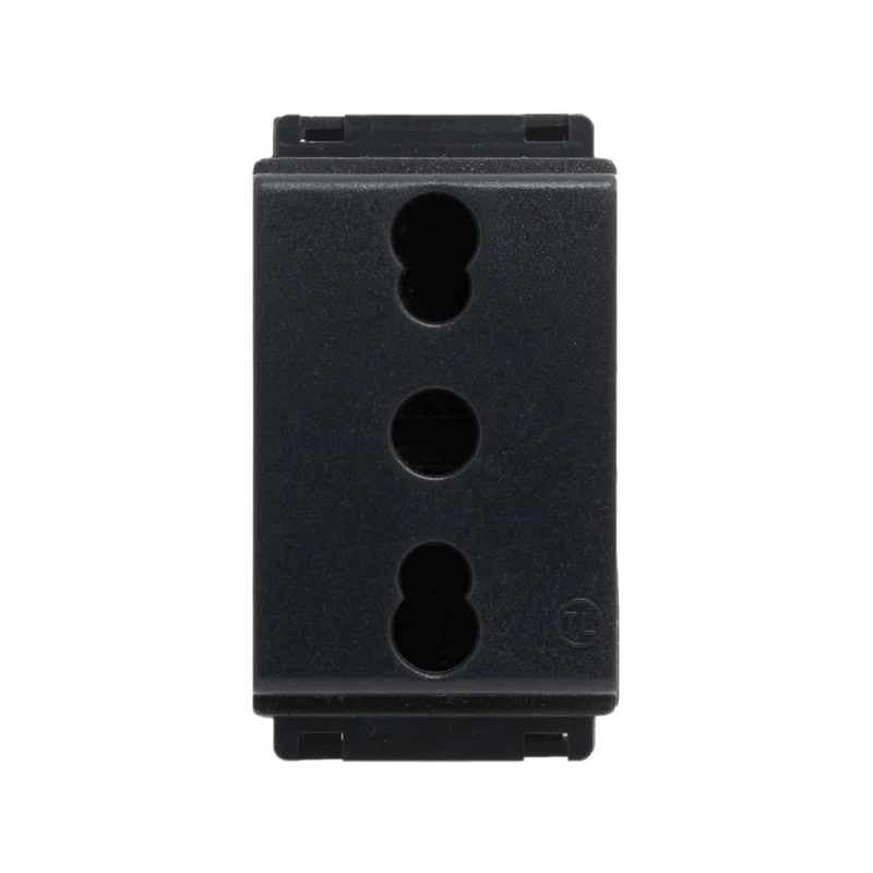Prise de sécurité double usage noire 2P+T Std It 10/16A 250V compatible avec Bticino Living Classic - Feb Elettrica
