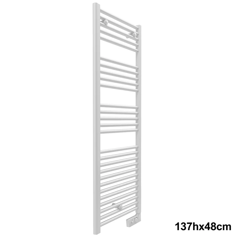 Sèche-serviettes électrique CORTINA, blanc, 137 x 48 cm, avec thermostat